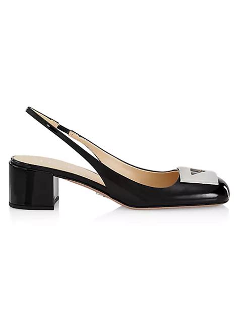 Shop Prada 45MM Leather Slingback Pumps 